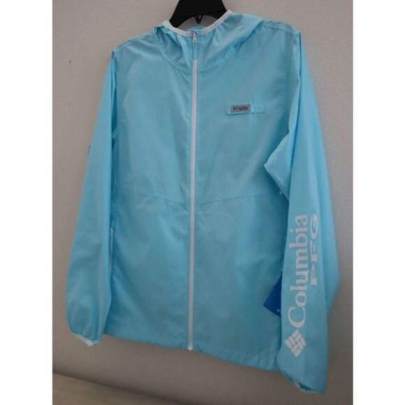 Columbia XL0380 451 Women's Sz M Blue PFG Morning View Full Zip Windbreaker $65 - Picture 3 of 9